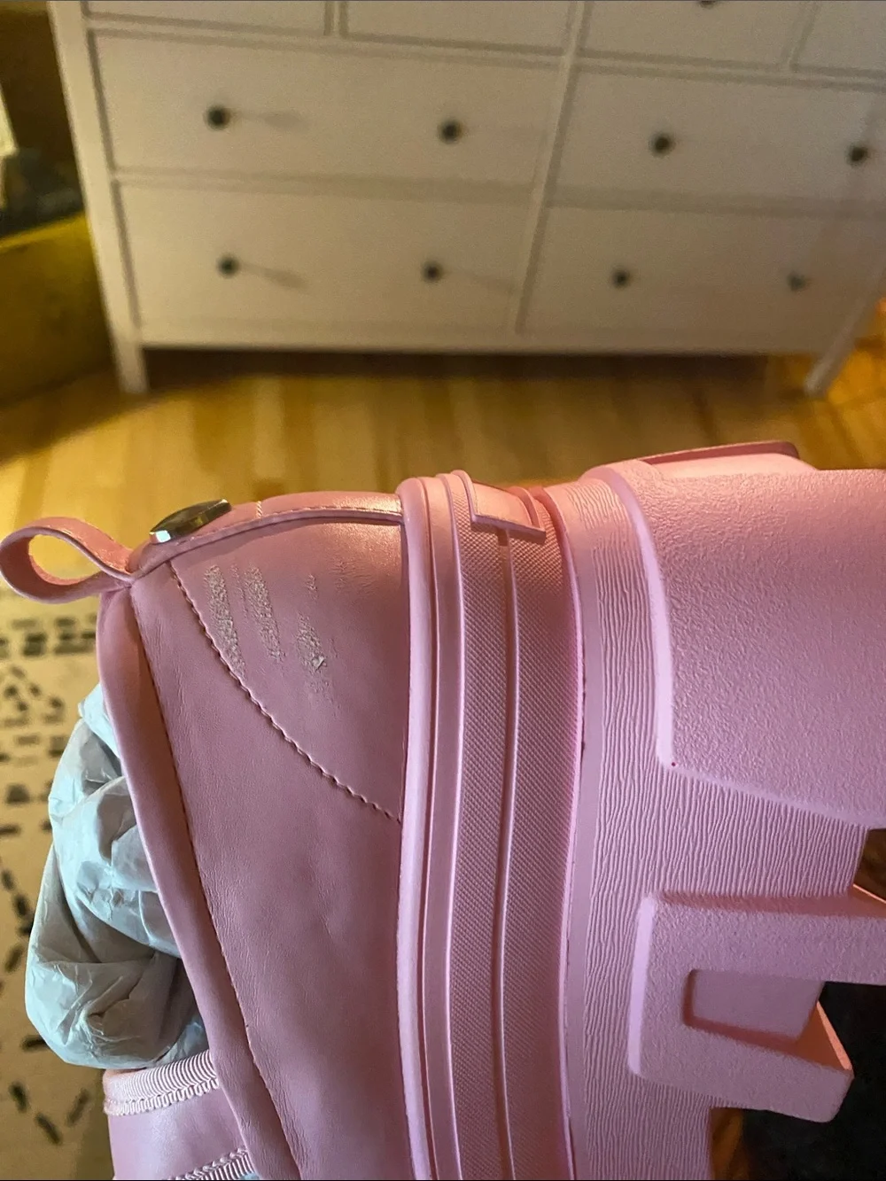 Sugar Thrillz Pink Platform Mary Jane Loafers with Pearl Strap